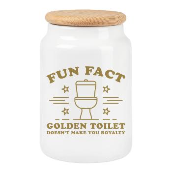 Fun Fact – Golden Toilet Doesn’t Make You Royalty - Cookie Jar with Wooden Lid - white - Front