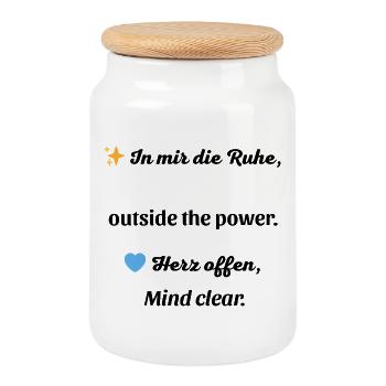 In mir die Ruhe – Outside the power - Keksdose mit Holzdeckel - Weiß - Vorne