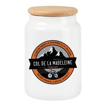 Col de la Madeleine , Savoyen, Französische Alpen - Keksdose mit Holzdeckel - Weiß - Vorne