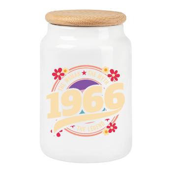 1966 Legend 60 Years Birthday Woman - Cookie Jar with Wooden Lid - white - Front
