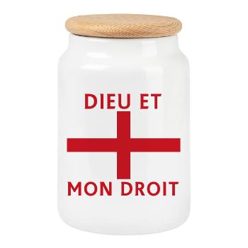 Cross Voice with French Flag Design - Cookie Jar with Wooden Lid - white - Front