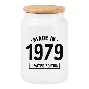 Made in 1979 - Limited Edition - Year of birth - Cookie Jar with Wooden Lid - white - Front