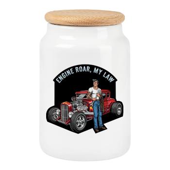 Hot engine and rebellious style - Cookie Jar with Wooden Lid - white - Front