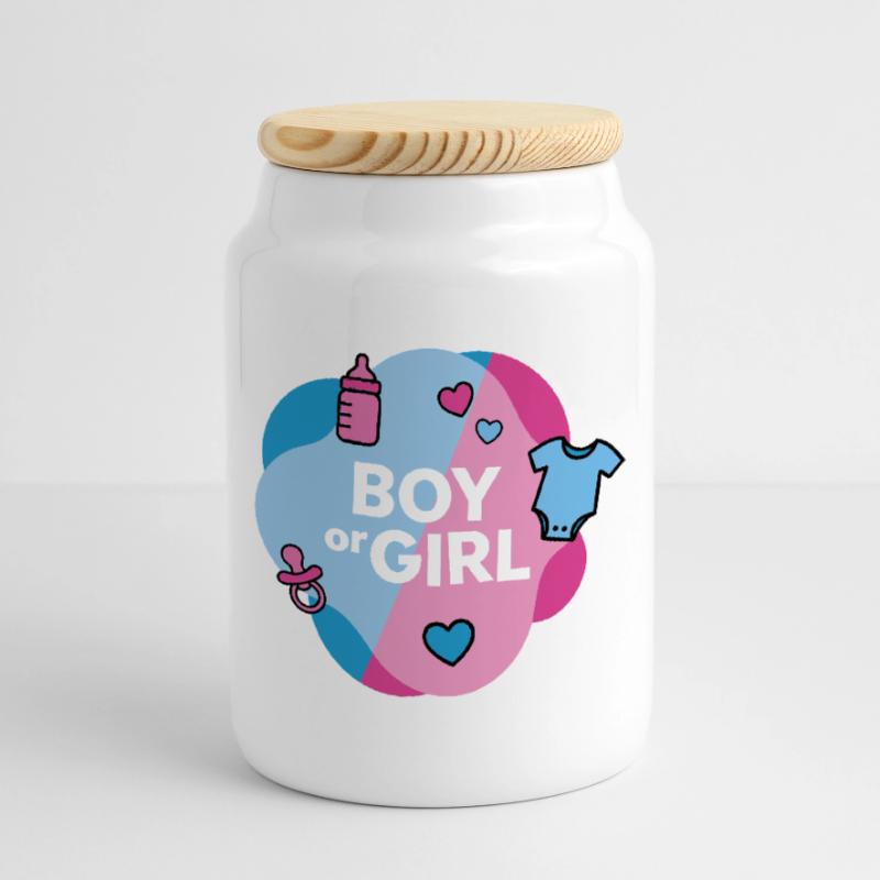 Geschlecht enthüllen Junge oder Mädchen Keksdose mit Holzdeckel