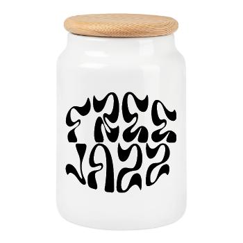 Free Jazz Logo-Design - Keksdose mit Holzdeckel - Weiß - Vorne