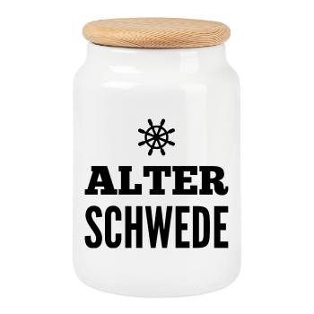 Old Swede Fun Design - Cookie Jar with Wooden Lid - white - Front