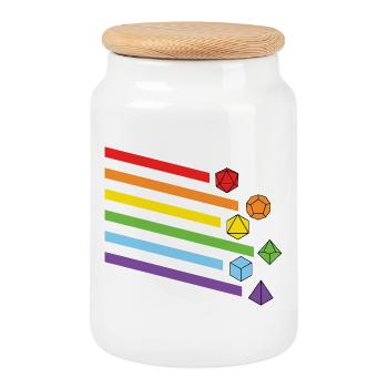 Dice Set Fantasy Gamer Style D20 Tabletop Vibes - Cookie Jar with Wooden Lid - white - Front