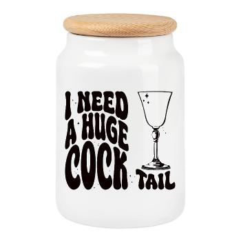 J'ai besoin d'un énorme cocktail, humour drôle pour adultes - Boîte à biscuits avec couvercle en bois - blanc - Devant