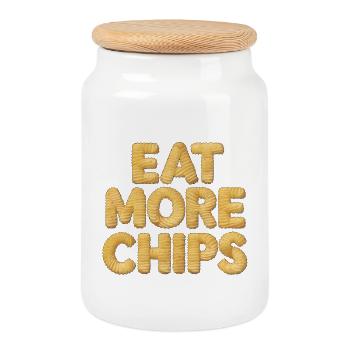 Mangez plus de chips, PotatoLover - Boîte à biscuits avec couvercle en bois - blanc - Devant
