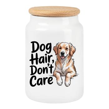 Dog Hair Don't Care - Cookie Jar with Wooden Lid - white - Front