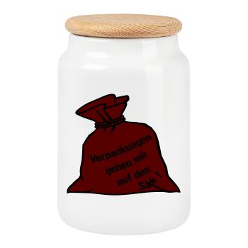 Packaging - Cookie Jar with Wooden Lid - white - Front