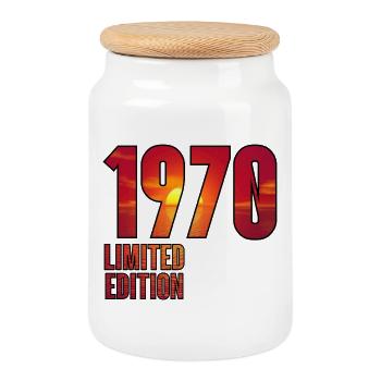 Design Vintage Sunset 1970 Edition - Cookie Jar with Wooden Lid - white - Front