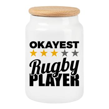Joueur de rugby - Boîte à biscuits avec couvercle en bois - blanc - Devant