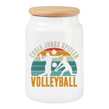 Volleyball Kids Gifts Volleyball Players - Cookie Jar with Wooden Lid - white - Front