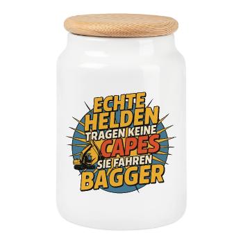 Les vrais héros font du BaggeR - Boîte à biscuits avec couvercle en bois - blanc - Devant