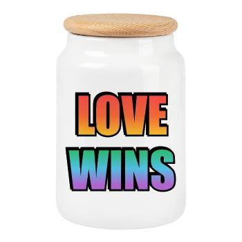 Love Wins Rainbow Gradient - Keksdose mit Holzdeckel - Weiß - Vorne