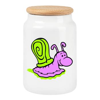 Escargot Slime Trail Mignon Mignon Heureux Cool - Boîte à biscuits avec couvercle en bois - blanc - Devant