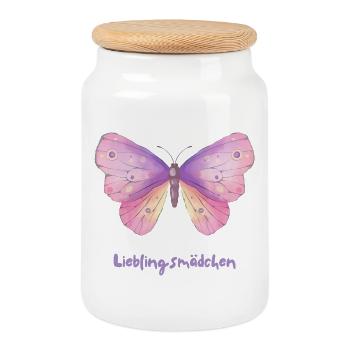 Butterfly – Magical butterfly design - Cookie Jar with Wooden Lid - white - Front