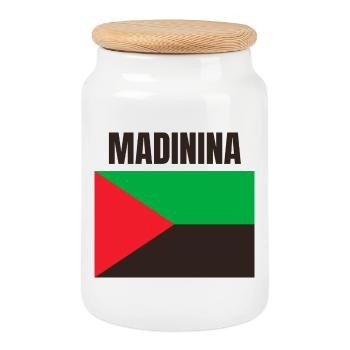 Madinina Martinique flag t-shirt - Cookie Jar with Wooden Lid - white - Front