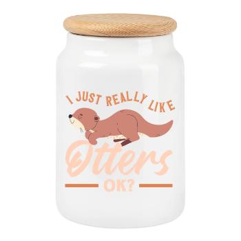 Loutre de mer comme loutre mignonne - Boîte à biscuits avec couvercle en bois - blanc - Devant