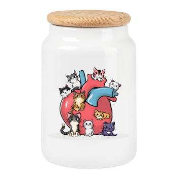Amour Des Chats Cadeau pour Fan de Chat - Boîte à biscuits avec couvercle en bois - blanc - Devant