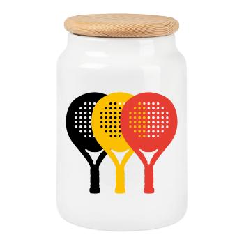 Padel Belgien Tricolore - Keksdose mit Holzdeckel - Weiß - Vorne