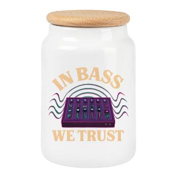 In Bass We Trust – DJ Mixer Techno Design - Boîte à biscuits avec couvercle en bois - blanc - Devant
