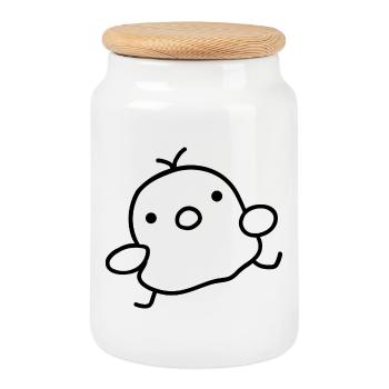 Funny Chick – Funny Dear Chick - Cookie Jar with Wooden Lid - white - Front