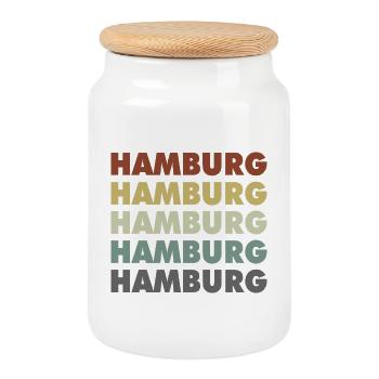 Hamburg - Hanseatic City - Germany - Germany - Cookie Jar with Wooden Lid - white - Front