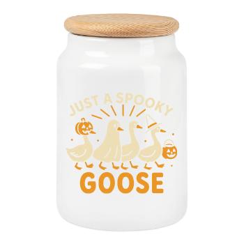 Juste une oie effrayante Halloween Costume Fun - Boîte à biscuits avec couvercle en bois - blanc - Devant