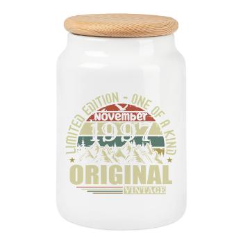Birthday november 1997 - Cookie Jar with Wooden Lid - white - Front