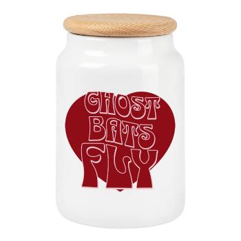 Mouche des chauves-souris fantômes - Boîte à biscuits avec couvercle en bois - blanc - Devant