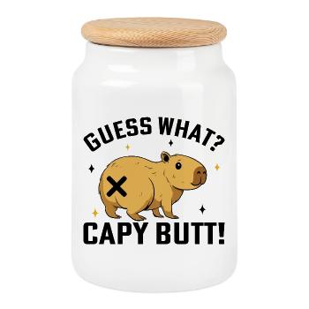 Capybara - Boîte à biscuits avec couvercle en bois - blanc - Devant