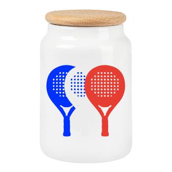 Padel-Frankreich2 - Keksdose mit Holzdeckel - Weiß - Vorne