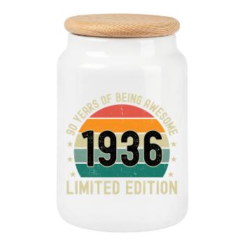 90 ans d’être génial 1936 Édition limitée - Boîte à biscuits avec couvercle en bois - blanc - Devant
