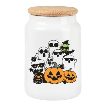 Halloween Party Figures - Cookie Jar with Wooden Lid - white - Front