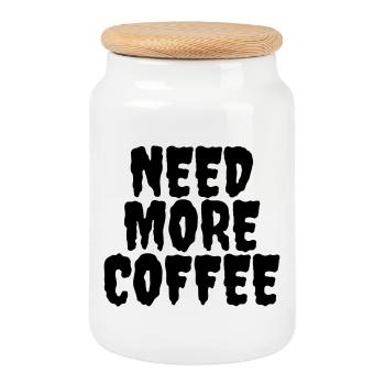 Need more coffee - Cookie Jar with Wooden Lid - white - Front