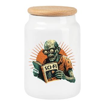Zombie Retro SciFi Spieler - Keksdose mit Holzdeckel - Weiß - Vorne