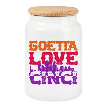 Goetta Love Cinci Wurst - Keksdose mit Holzdeckel - Weiß - Vorne