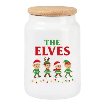 Train de Noël coloré ivoire - Boîte à biscuits avec couvercle en bois - blanc - Devant