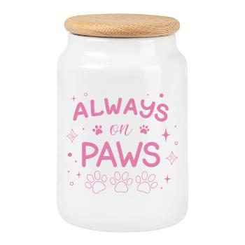 Always on Paws Rose - Cookie Jar with Wooden Lid - white - Front