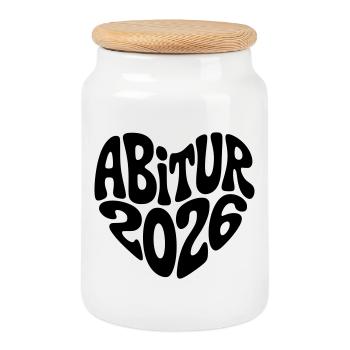 Abitur 2026 - Cookie Jar with Wooden Lid - white - Front