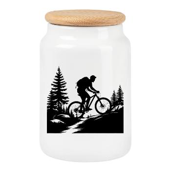 MTB Mountainbike - Keksdose mit Holzdeckel - Weiß - Vorne