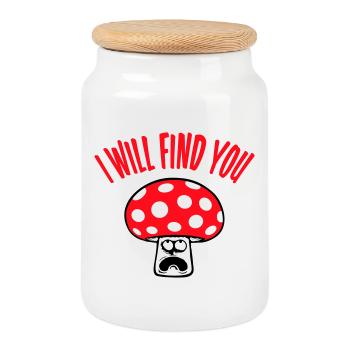 Pilz I Will Find You Scared Panicked Up - Cookie Jar with Wooden Lid - white - Front