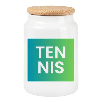 Tennis Gradient Typography - Cookie Jar with Wooden Lid - white - Front