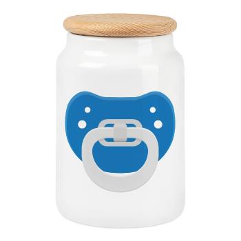 Blue pacifier - Cookie Jar with Wooden Lid - white - Front