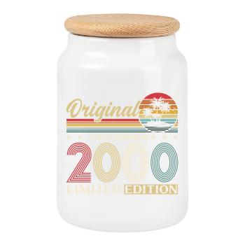 30th Birthday Original November Vintage 2000 - Cookie Jar with Wooden Lid - white - Front