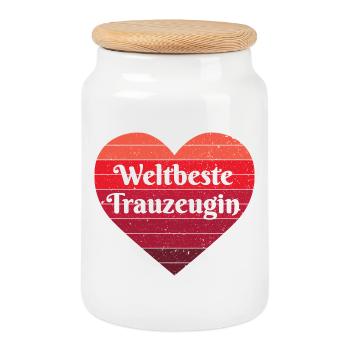 Weltbeste Trauzeugin Beste Freundin Trauzeuge - Keksdose mit Holzdeckel - Weiß - Vorne