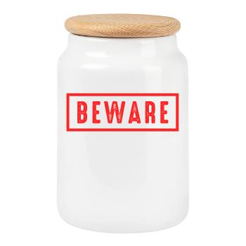 Beware of sarcasm - Cookie Jar with Wooden Lid - white - Front