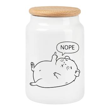 Nope Guinea Pig | Cute statement design - Cookie Jar with Wooden Lid - white - Front